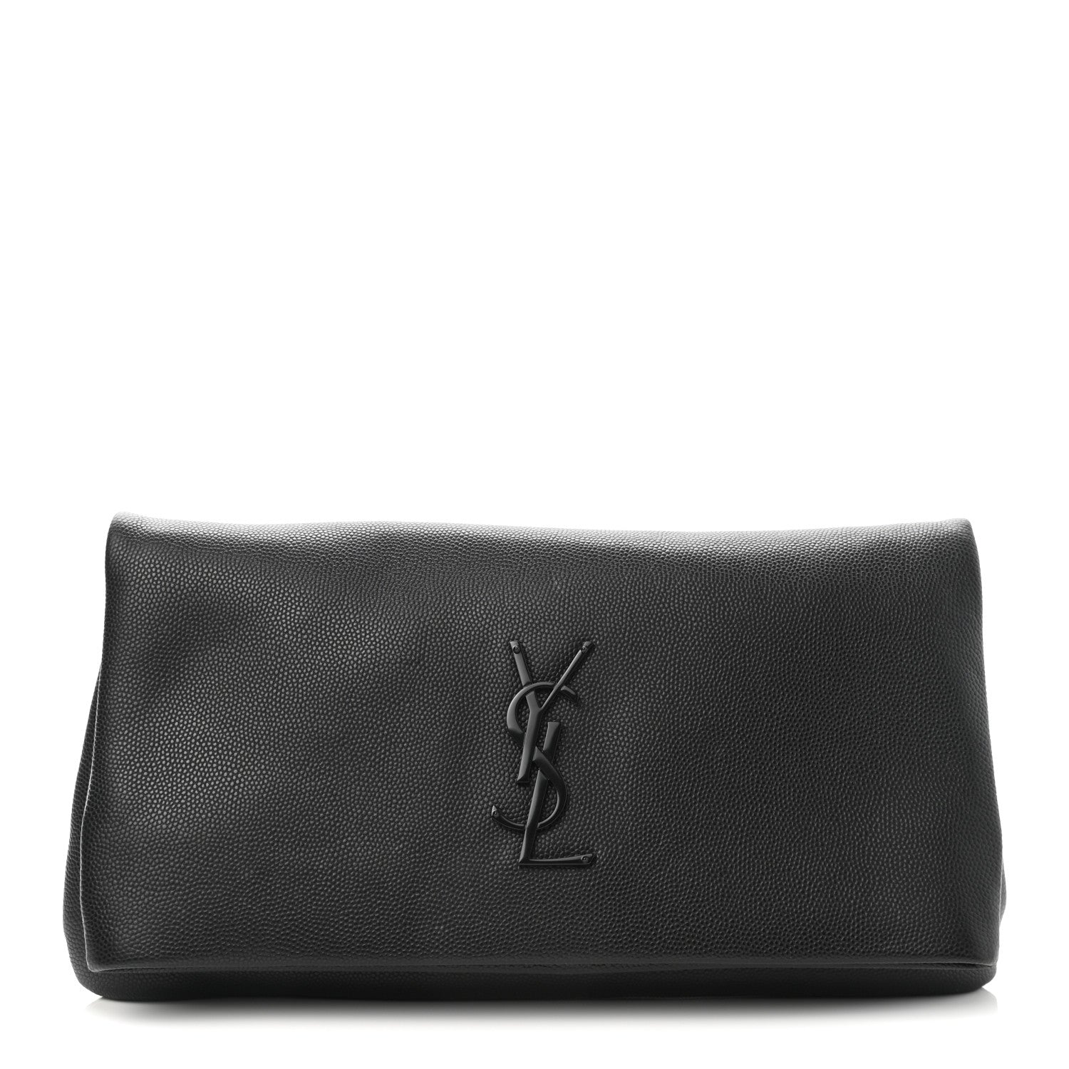 Saint Laurent Grain De Poudre West Hollywood Monogram Fold Over Clutch Black 1 of 8