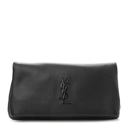 Saint Laurent Grain De Poudre West Hollywood Monogram Fold Over Clutch Black 1 of 8