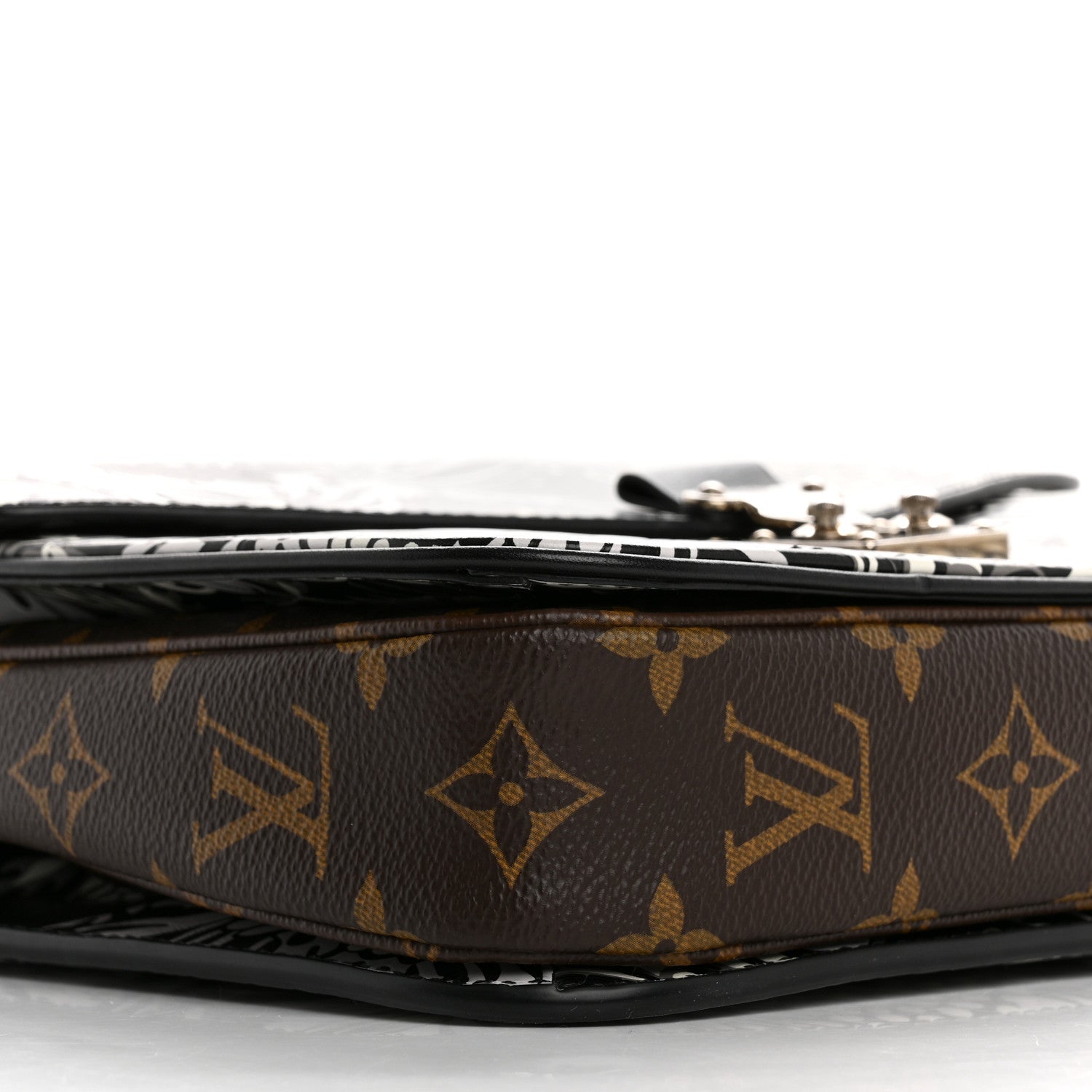 Louis Vuitton Epi Monogram Floral Pochette Metis Black White 10 of 11