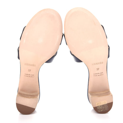 Hermes Calfskin Oasis Sandals 37 Black 6 of 11