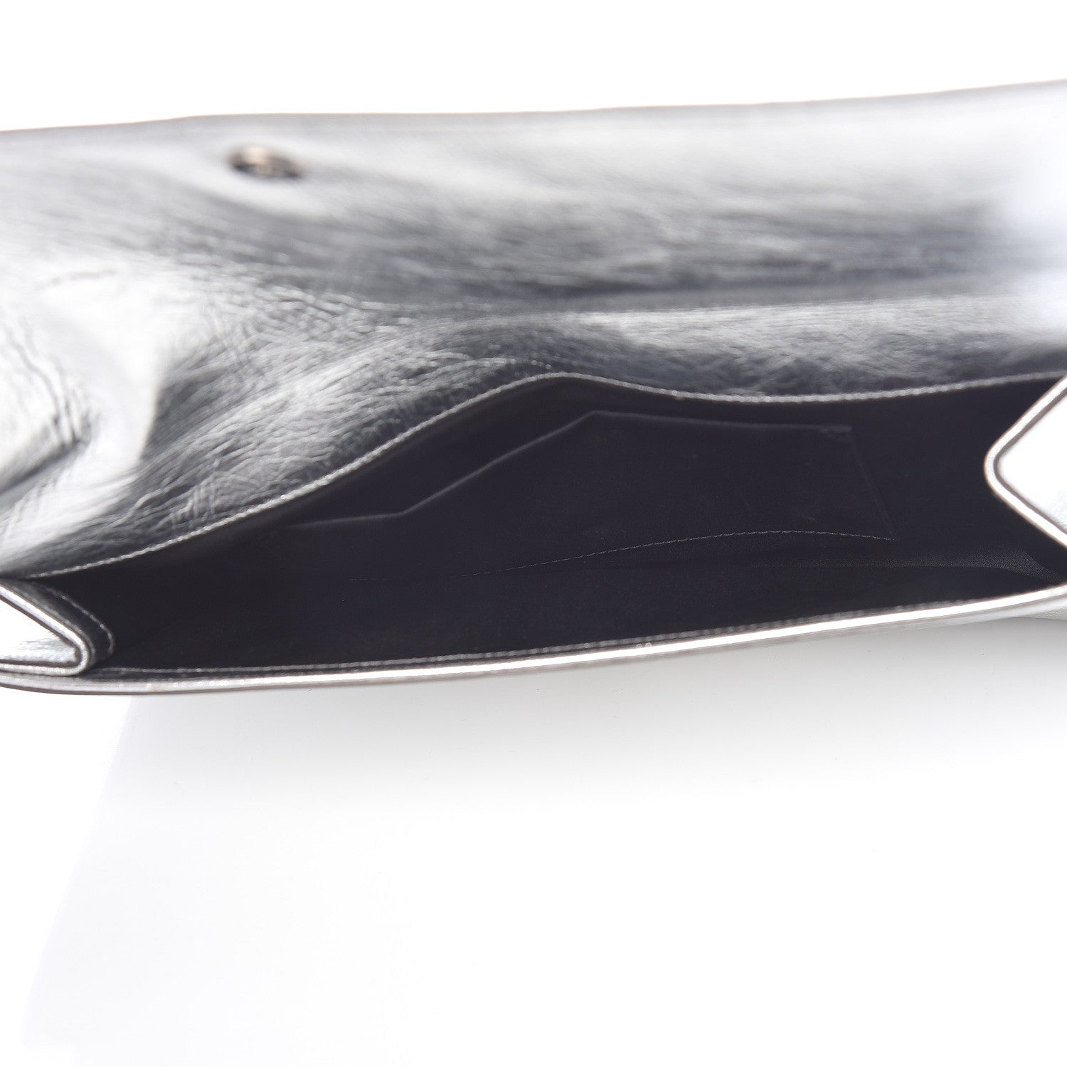 Saint Laurent Metallic Textured Large Belle De Jour Clutch Silver 8 of 13