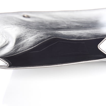 Saint Laurent Metallic Textured Large Belle De Jour Clutch Silver 8 of 13