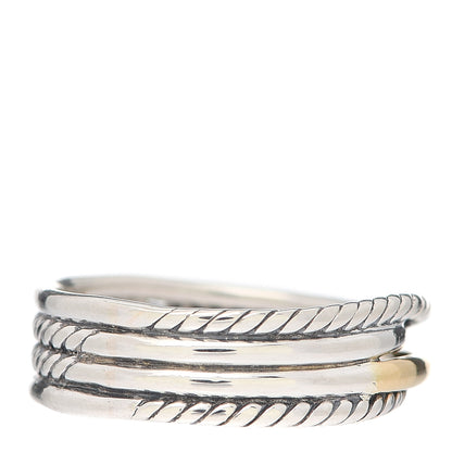 David Yurman Sterling Silver 14K Yellow Gold Narrow Crossover Ring 56 7.5 3 of 5
