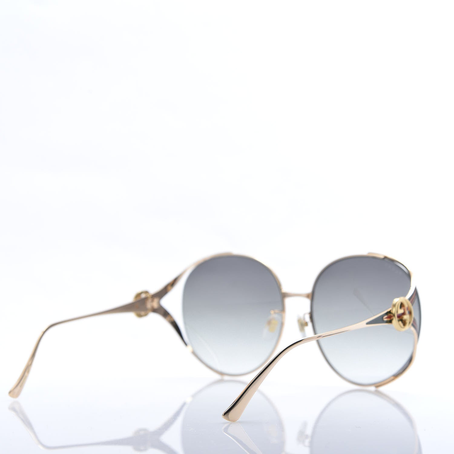 Gucci Metal Oversized Round Frame GG0225S Sunglasses Gold 4 of 8