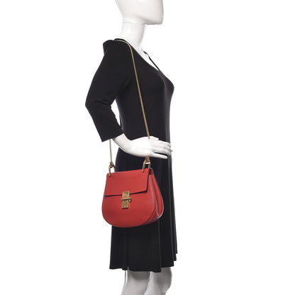 Chloe Grained Lambskin Drew Shoulder Bag Plaid Red 2 of 10