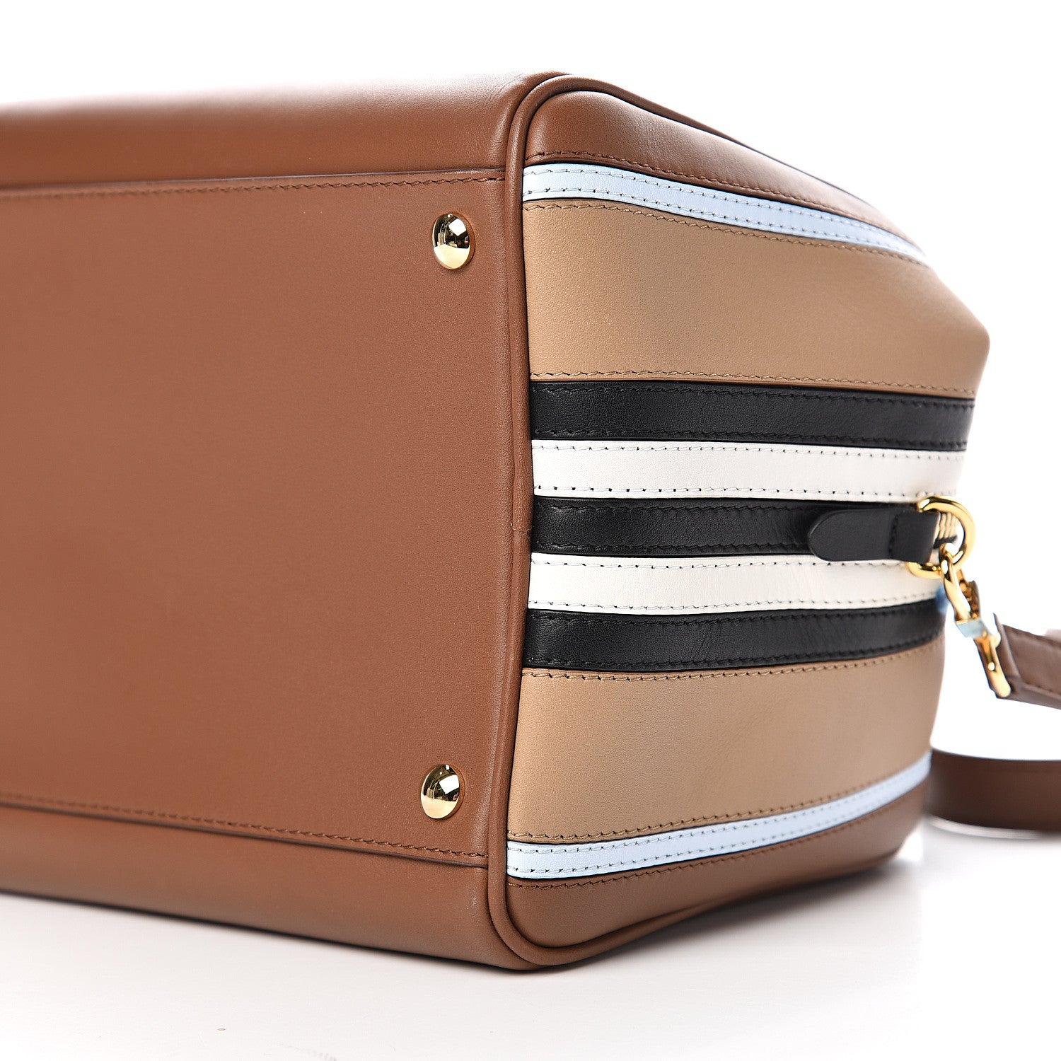 Burberry Smooth Calfskin Stripe Intarsia Bag Malt Brown 7 of 8