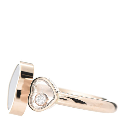Chopard 18K Rose Gold Diamond Black Onyx Happy Hearts Ring 54 7 3 of 8