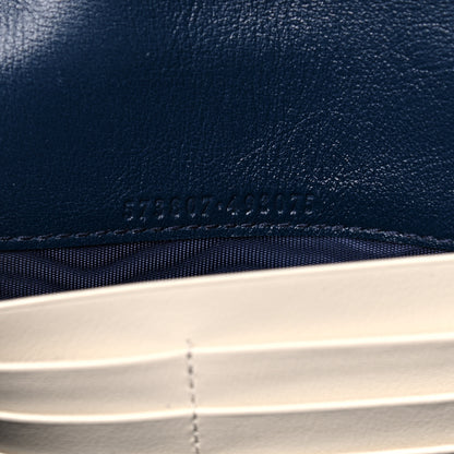 Gucci Vintage Effect Calfskin Matelasse Diagonal Torchon GG Marmont Chain Wallet Mystic White Blue Agata 9 of 10