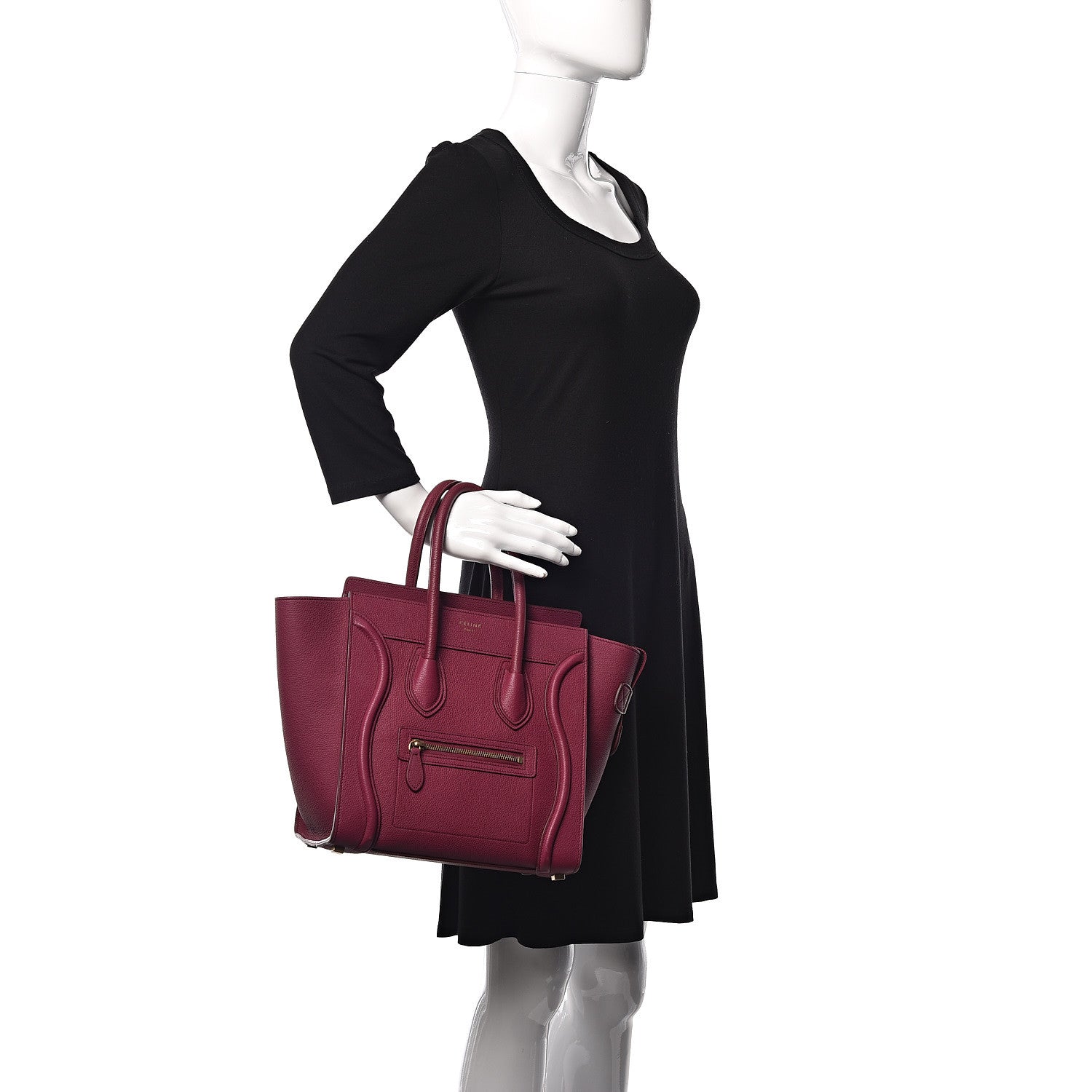 Celine Baby Drummed Calfskin Micro Luggage Plum 2 of 15