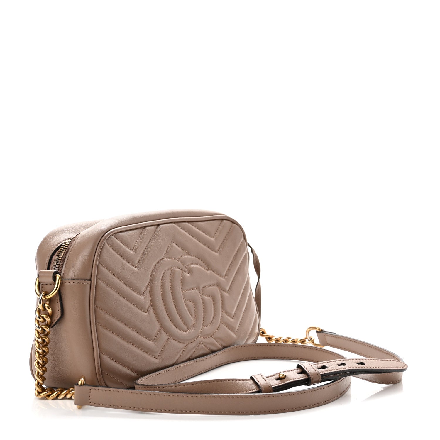 Gucci Calfskin Matelasse Small GG Marmont Chain Shoulder Bag Porcelain Rose 3 of 12