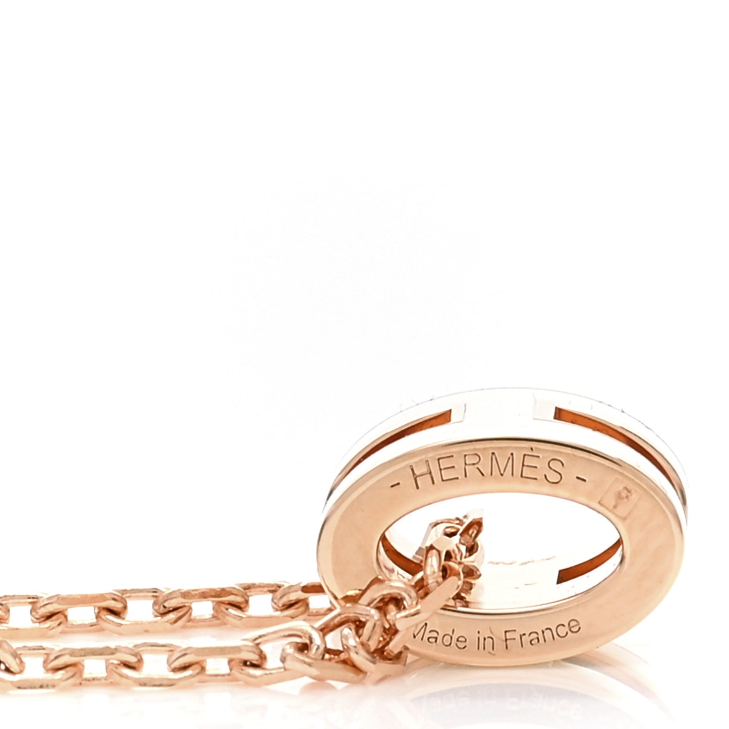 Lacquered Rose Gold Mini Pop H Pendant Necklace White