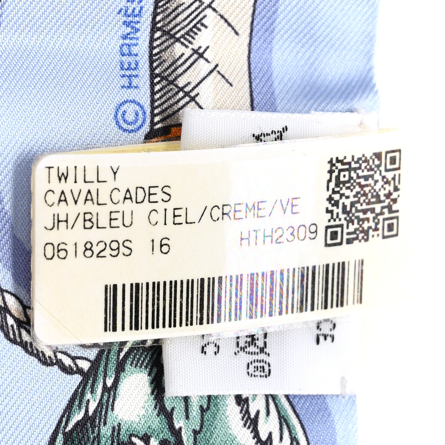 Hermes Silk Cavalcades Twilly Bleu Ciel Creme Vert 4 of 4