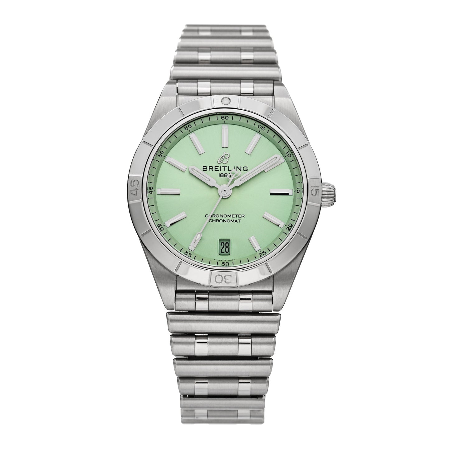 Stainless Steel 36mm Chronomat Automatic Watch Mint Green A10380