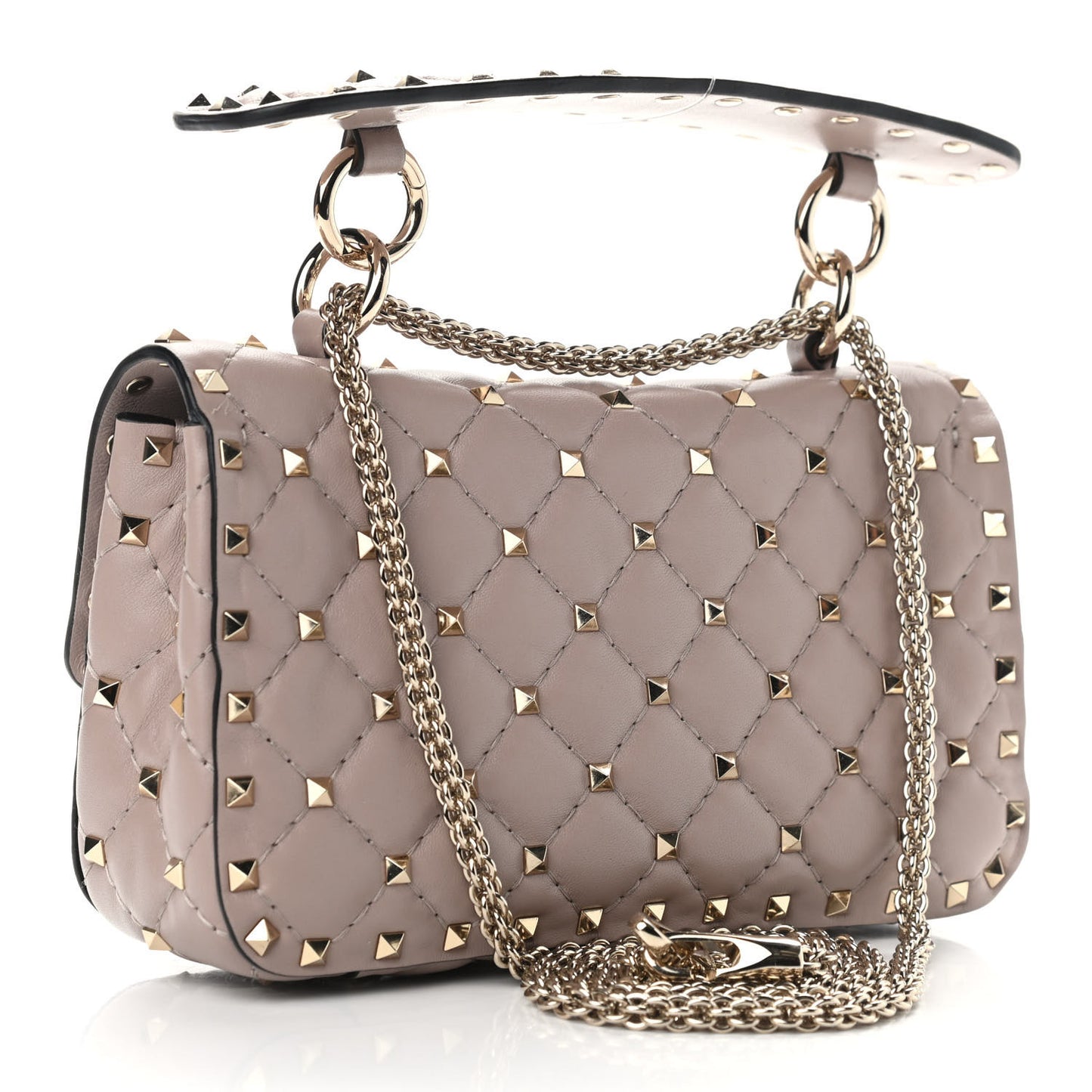 Nappa Small Rockstud Spike Shoulder Bag Poudre
