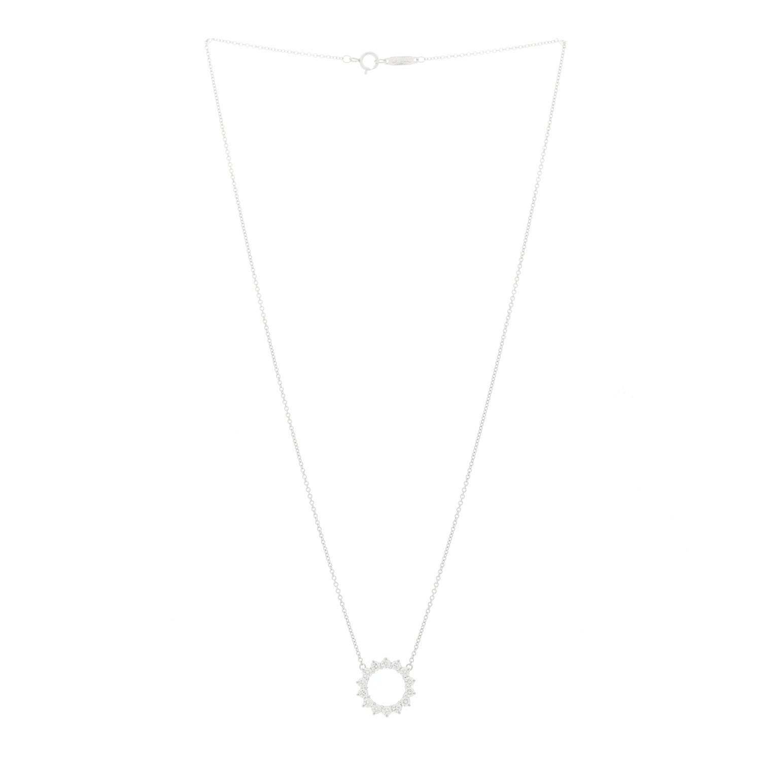 Tiffany Platinum Diamond Small Open Circle Pendant Necklace 3 of 6