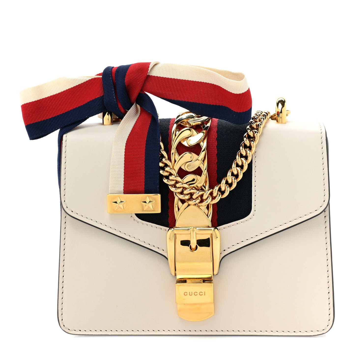 Calfskin Mini Sylvie Chain Shoulder Bag White