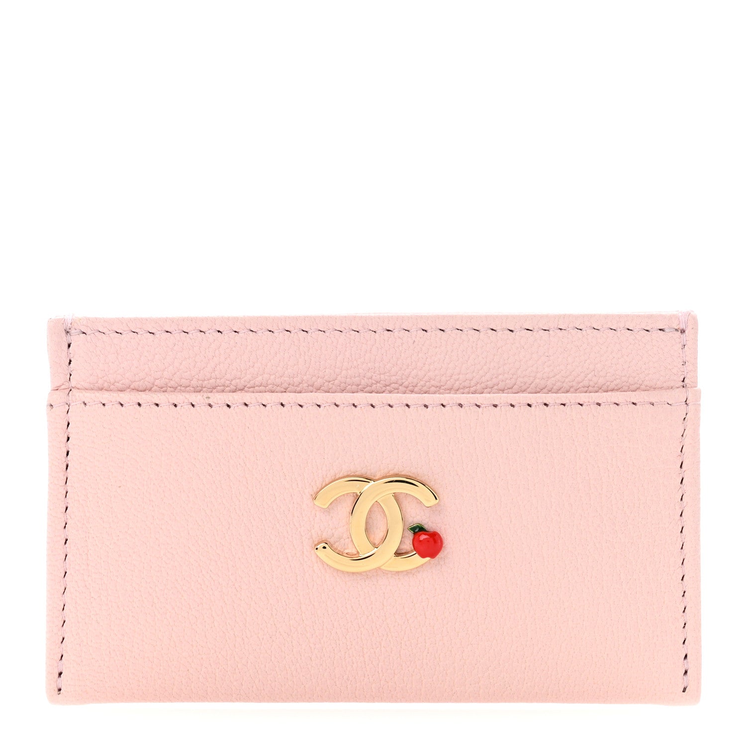 Chanel Grained Goatskin CC Apple Card Holder Light Pink 1 of 8
