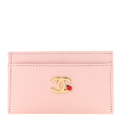 Chanel Grained Goatskin CC Apple Card Holder Light Pink 1 of 8