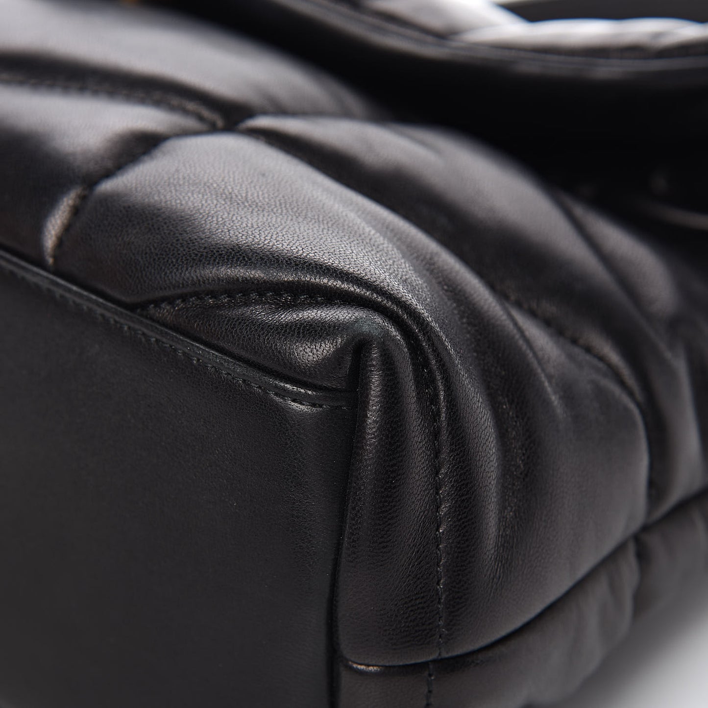 Lambskin Quilted Small Loulou Puffer Monogram Chain Satchel Black