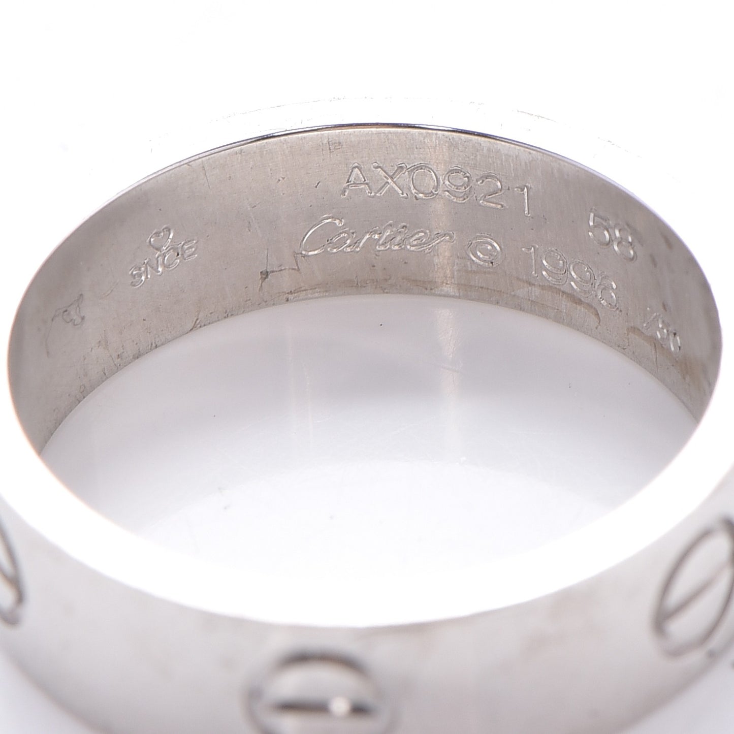 18K White Gold 5.5mm LOVE Ring 58 8.25