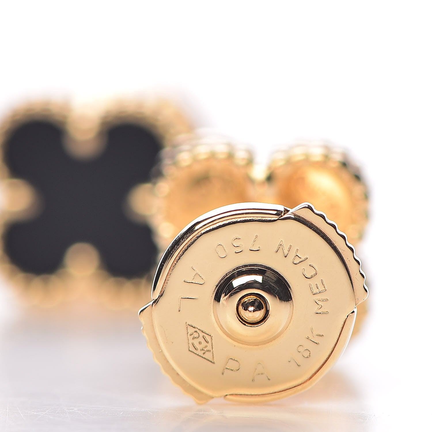 Van Cleef & Arpels 18K Yellow Gold Black Onyx Sweet Alhambra Earrings 4 of 7