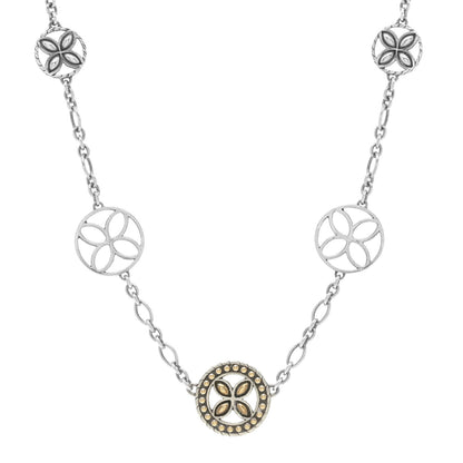 John Hardy Sterling Silver 18K Yellow Gold Kawung Flower Disc Station Necklace 1 of 5