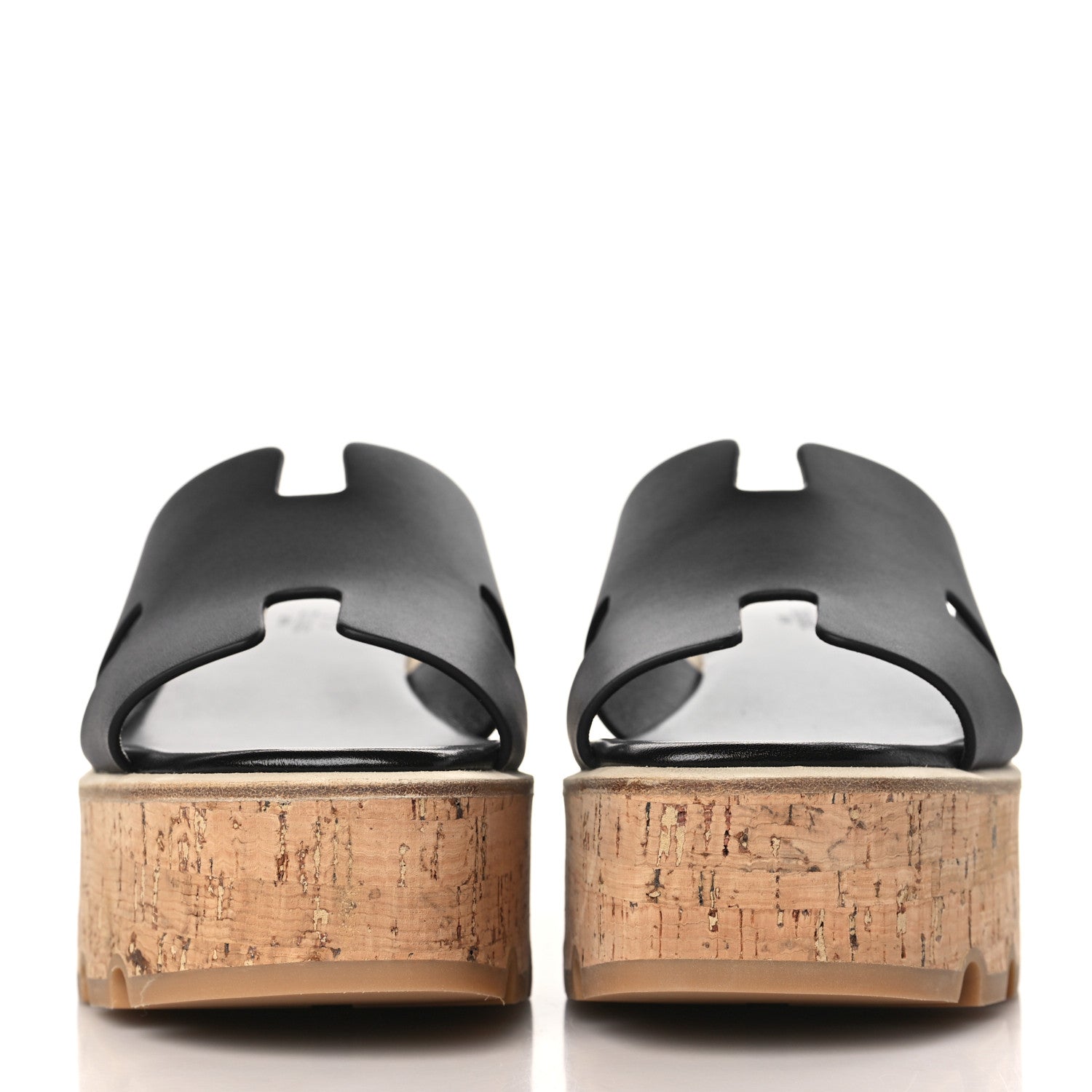 Hermes Calfskin Cork Eze 30 Sandals 38 Black 3 of 9