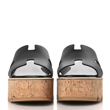Hermes Calfskin Cork Eze 30 Sandals 38 Black 3 of 9