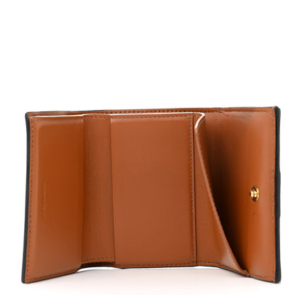Celine Canvas Triomphe Lambskin Folded Compact Wallet Tan 5 of 10
