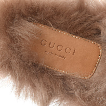 Gucci Malaga Kid Fur Crystal Bow Embroidered Womens Princetown Slippers 39.5 Black 8 of 10