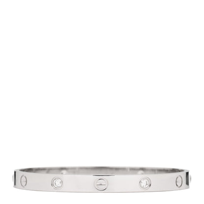 Cartier 18K White Gold 4 Diamond Love Bracelet 18 2 of 9