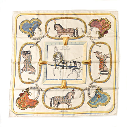 Hermes Silk Grand Apparat Forever Scarf 90 Creme Gold Multicolore 1 of 4