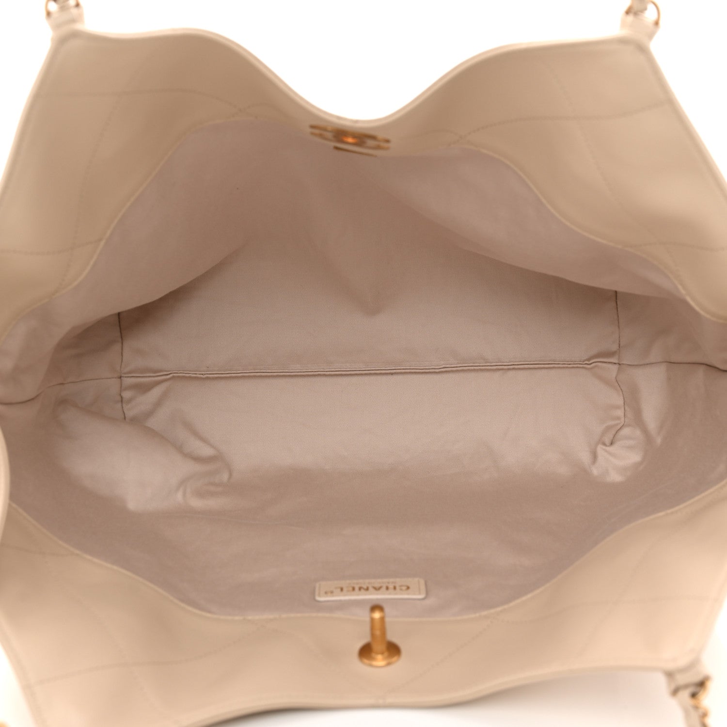 Chanel Calfskin Quilted Small Shopping Bag Beige 6 of 11