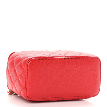 Chanel Caviar Quilted Small Vanity Case With Chain Red 4 of 9