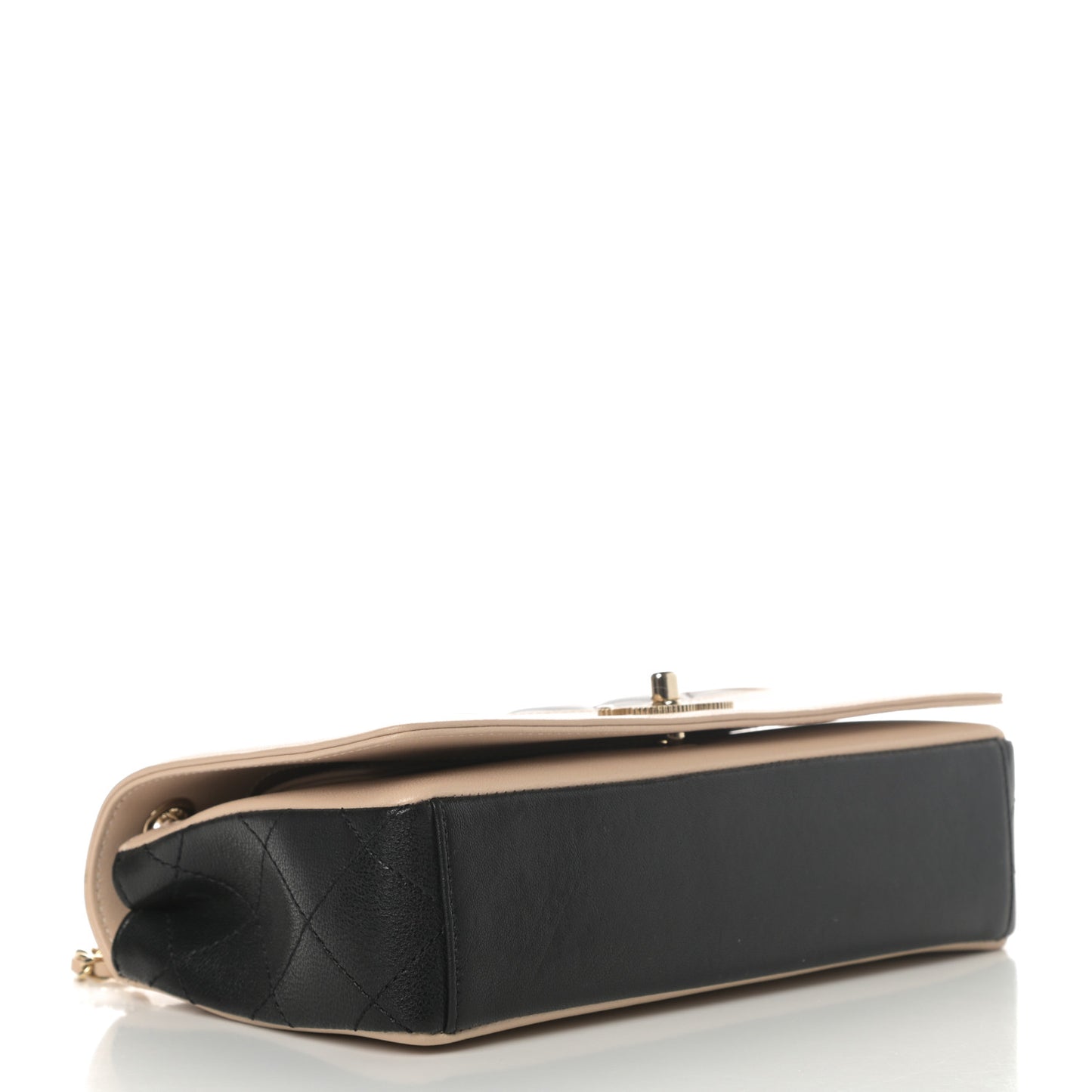 Sheepskin Quilted Medium Vintage Mademoiselle Flap Beige Black