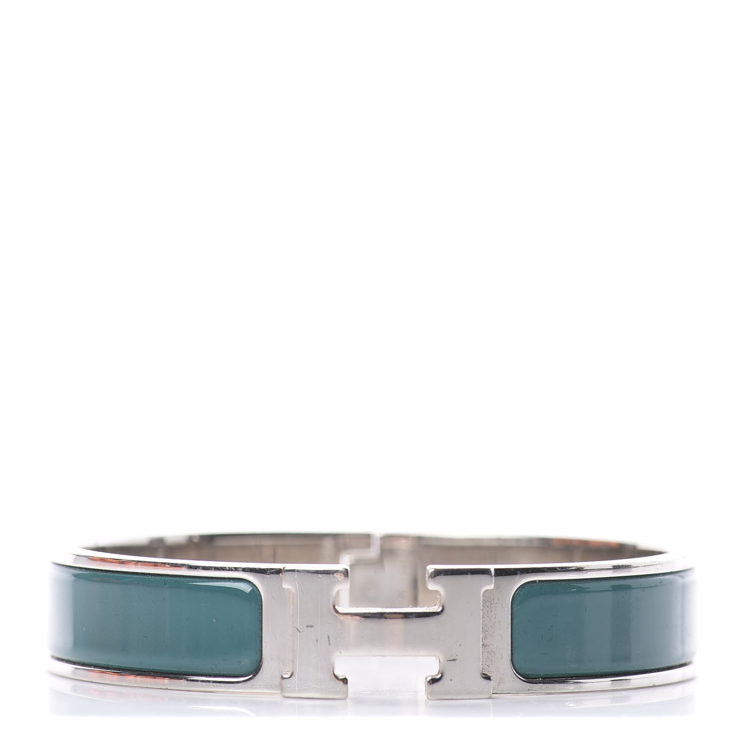 Hermes Enamel Narrow Clic Clac H Bracelet PM Vert Bleuete 1 of 3