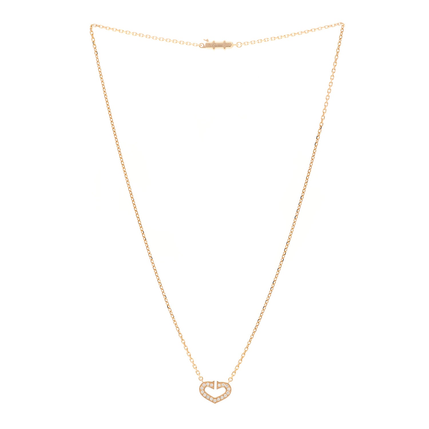 Cartier 18K Pink Gold Diamond Hearts And Symbols Pendant Necklace 3 of 4