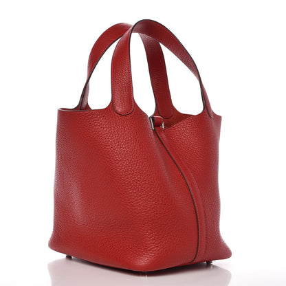 Hermes Taurillon Clemence Picotin Lock 22 MM Rouge Casaque 3 of 9