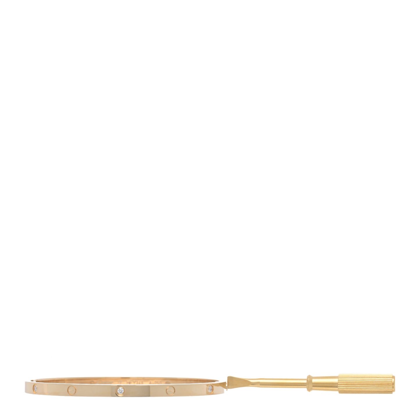 18K Yellow Gold 6 Diamond Small LOVE Bracelet 17