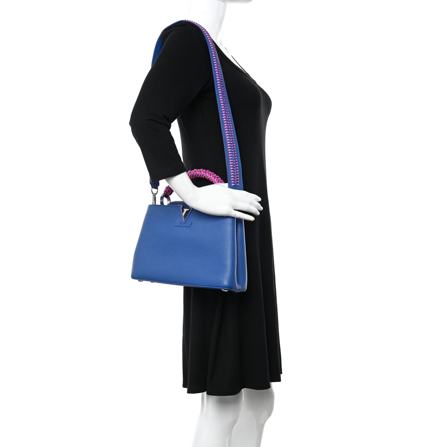 Louis Vuitton Taurillon Braided Capucines BB Blue 2 of 9
