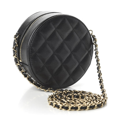 Chanel Caviar Quilted French New Wave Round Clutch With Chain Black 3 of 10