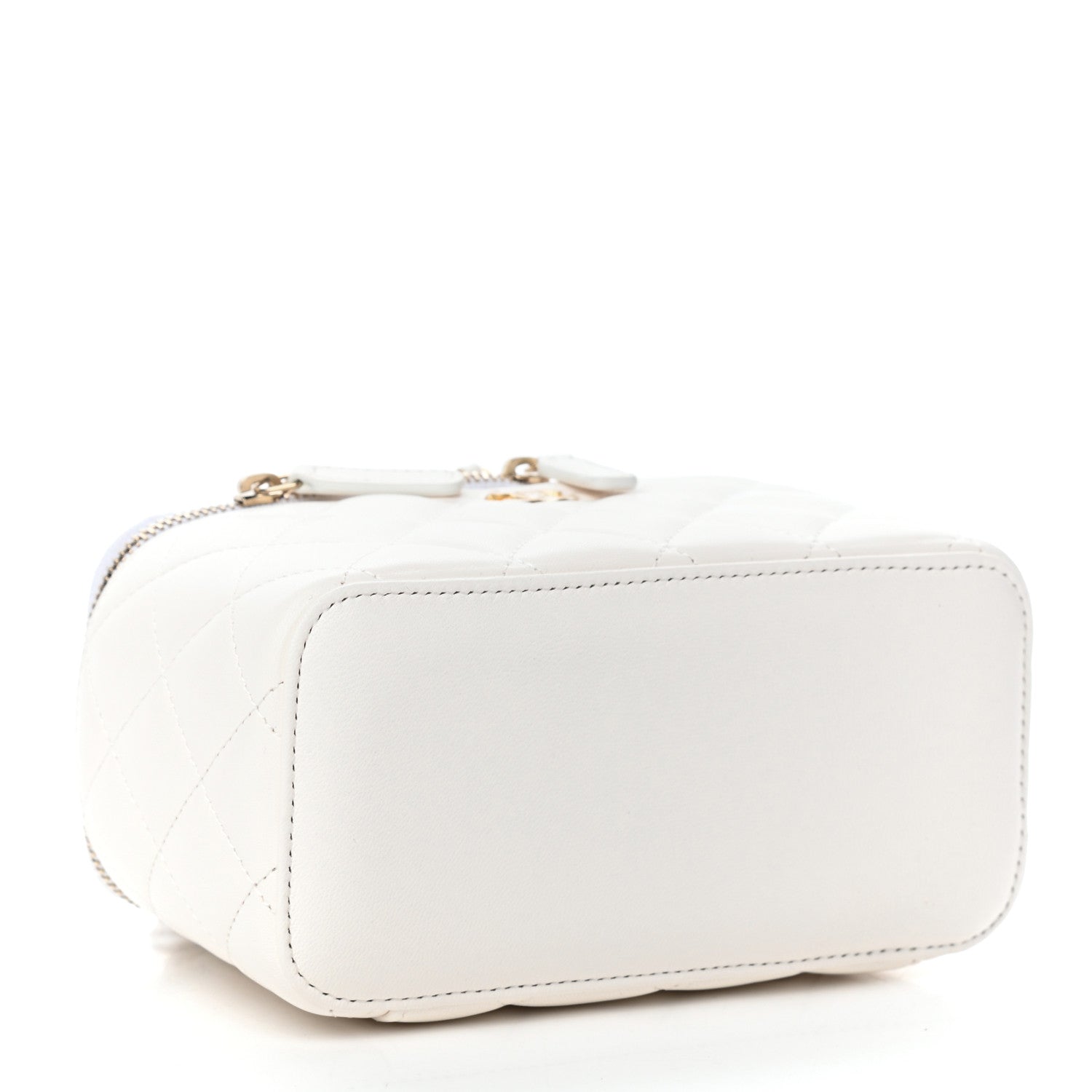 Chanel Lambskin Quilted Pearl Crush Small Vanity Case With Chain White 4 of 9