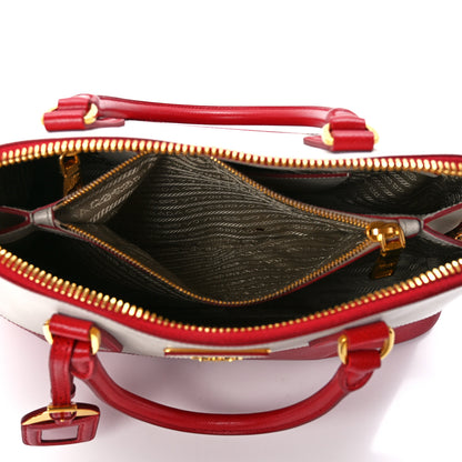 Prada Saffiano Lux Small Promenade Tote Fuoco Talco 5 of 11