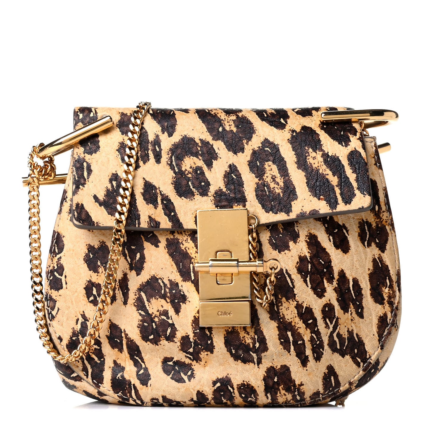 Calfskin Leopard Print Mini Drew Shoulder Bag