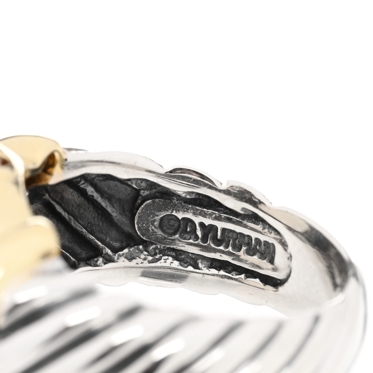 David Yurman Sterling Silver 14K Yellow Gold Citrine 14mm Noblesse Ring 54 6.75 4 of 4
