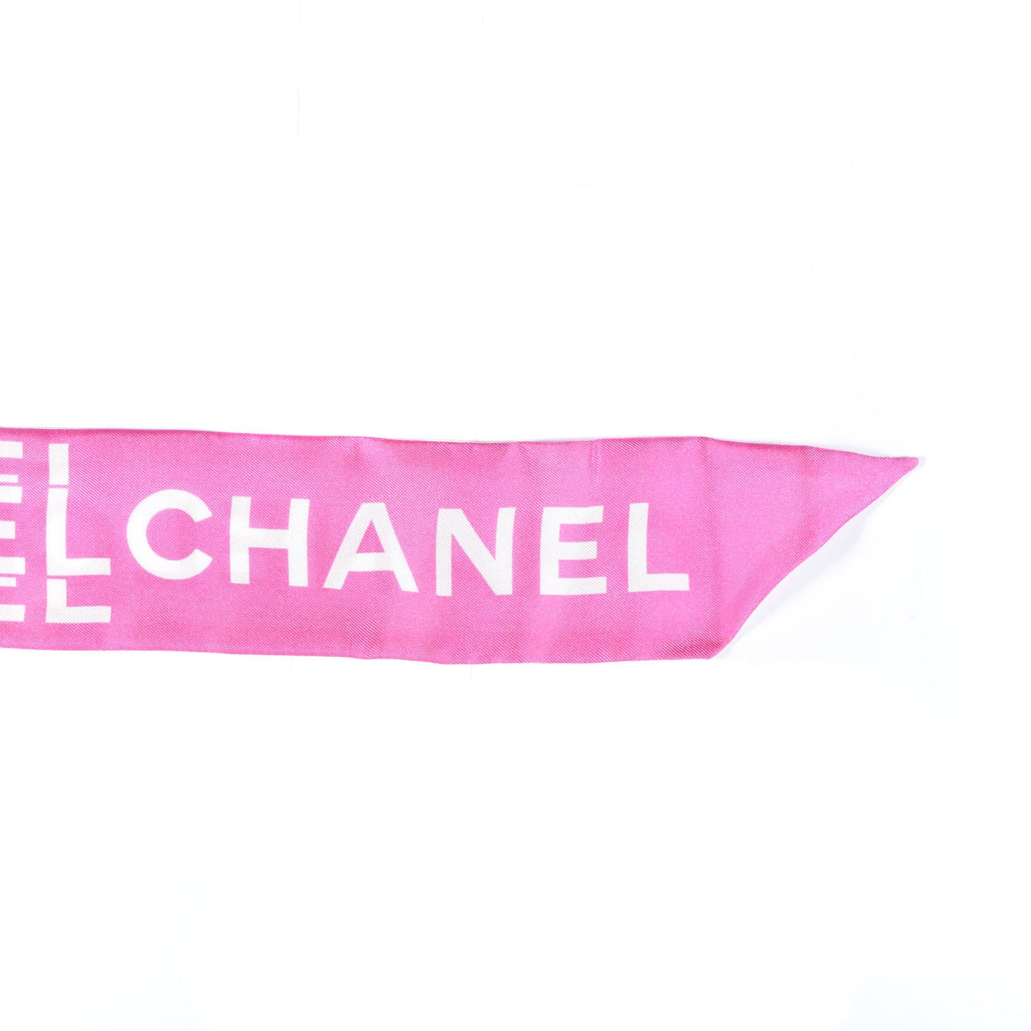 Silk Logo Slim Bandeau Scarf Fuchsia White