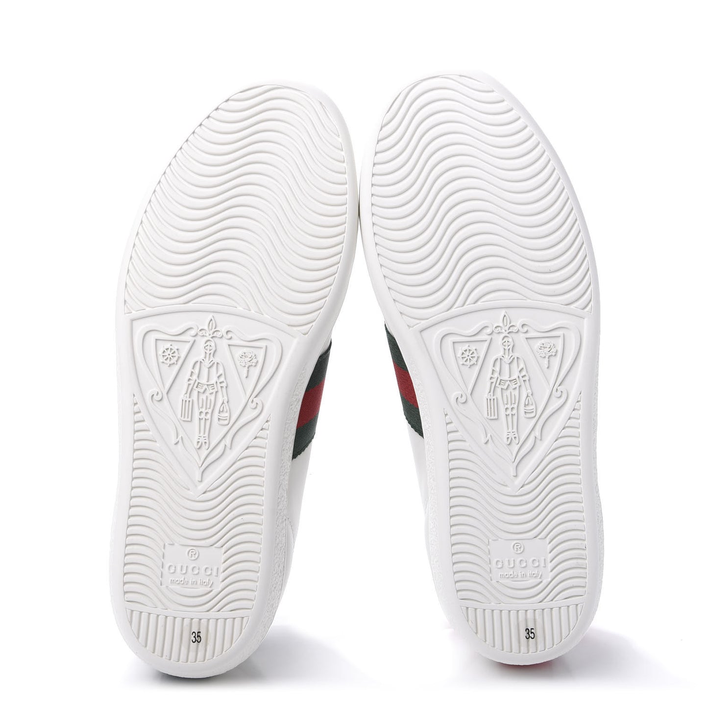 Calfskin Ayers Bee Embroidered Womens Ace Sneakers 35 White Green