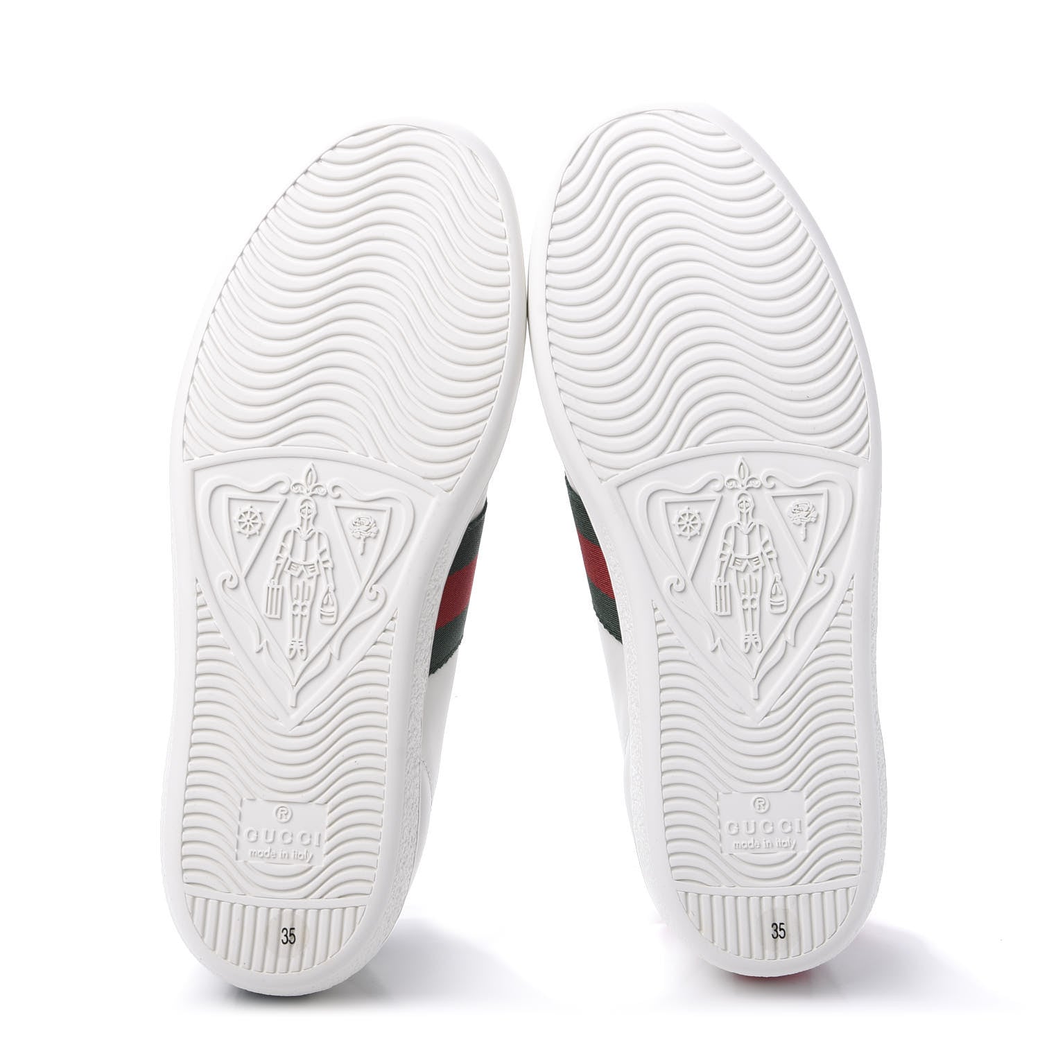 Gucci Calfskin Ayers Bee Embroidered Womens Ace Sneakers 35 White Green 6 of 10
