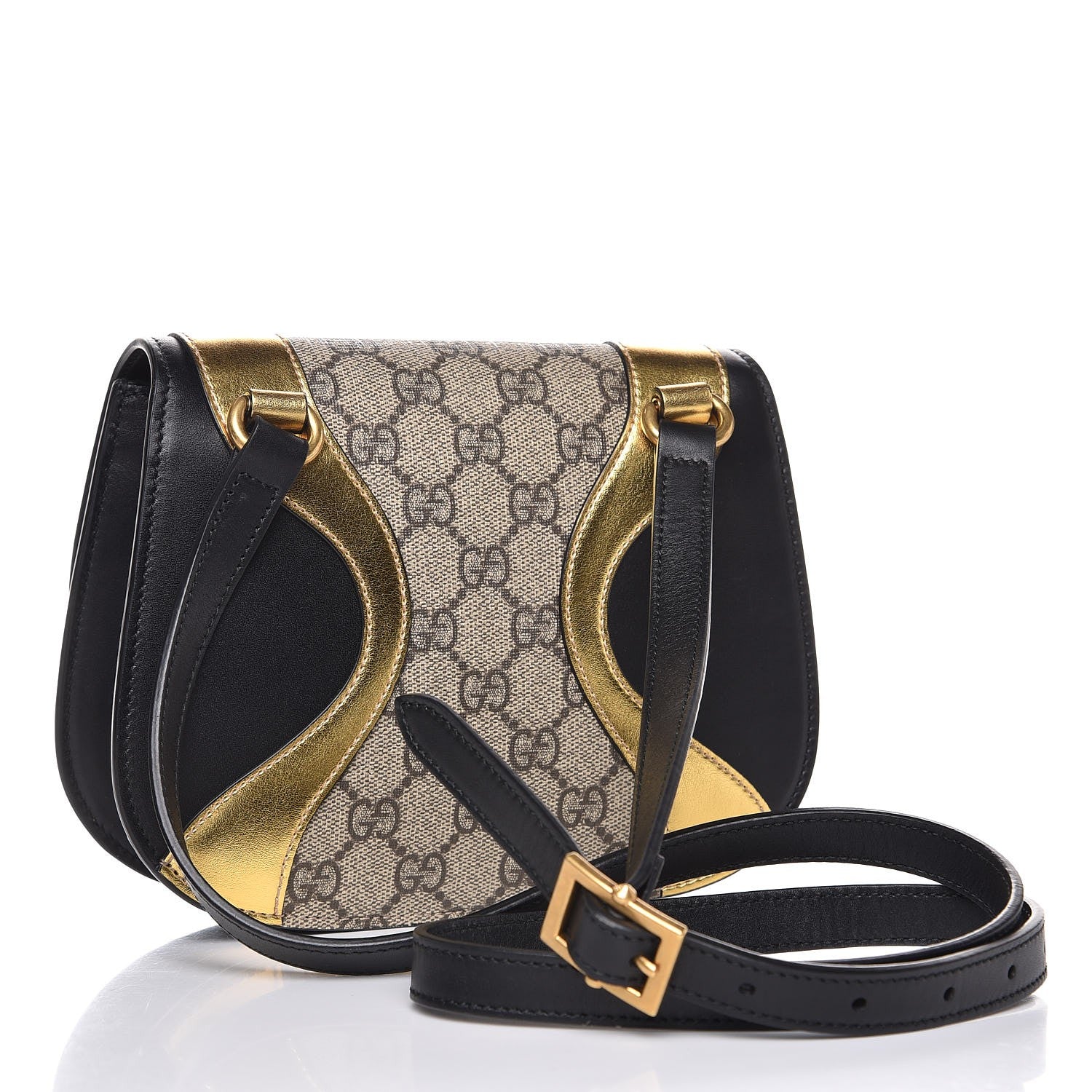 Gucci GG Supreme Monogram Small Osiride Shoulder Bag Black Gold 3 of 8