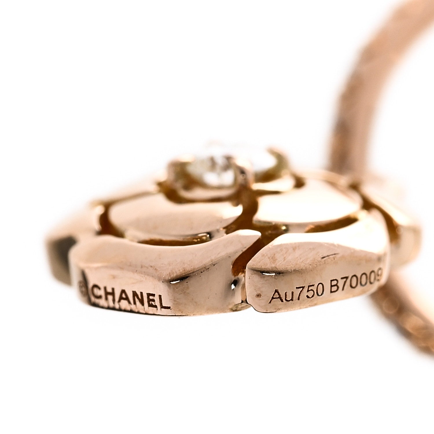 Chanel 18K Rose Gold Diamond Extrait de Camelia Drop Earrings 5 of 6